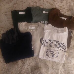 Abercrombie Kids White and Brown Long Sleeve Tees